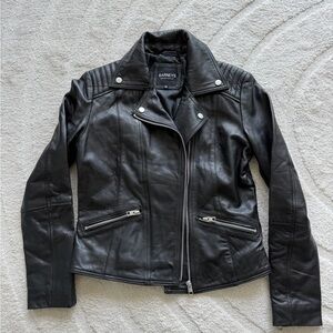 Barneys Women's Classic Black Leather Jacket